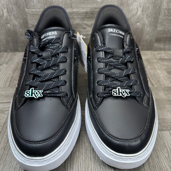 Skechers Slip-ins Sneakers Women 10 Black Rhinestone Platform NEW 185271 - Picture 4 of 8